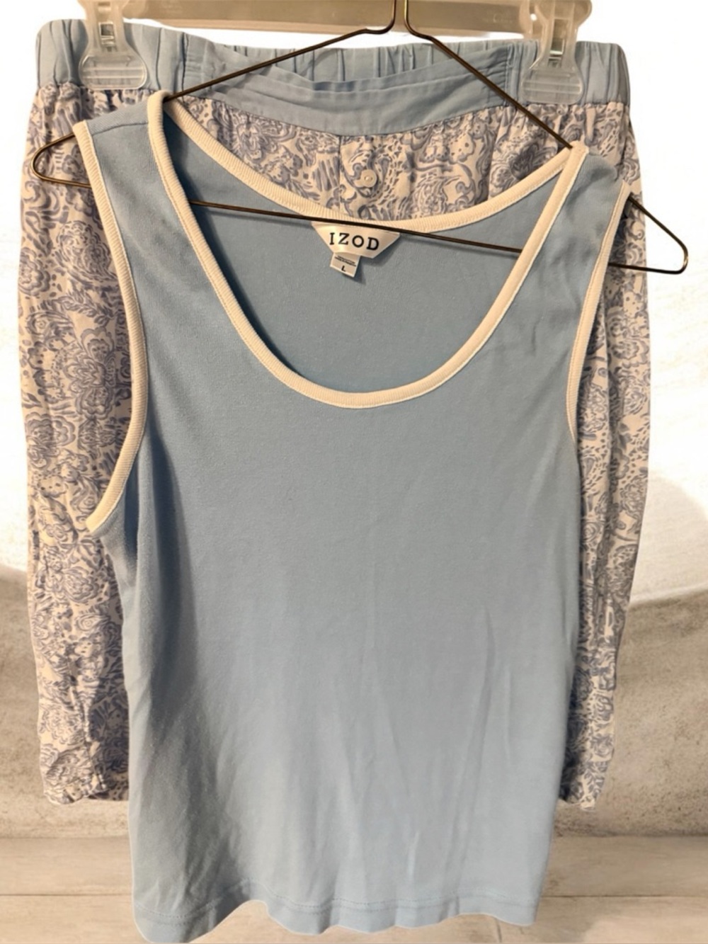 2 Piece Romantic IZOD Women’s Light Blue Sleeveless Tank Top & bloomers Sz.L